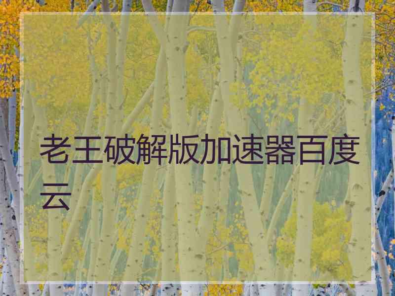 老王破解版加速器百度云