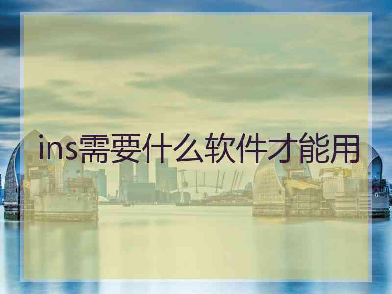 ins需要什么软件才能用